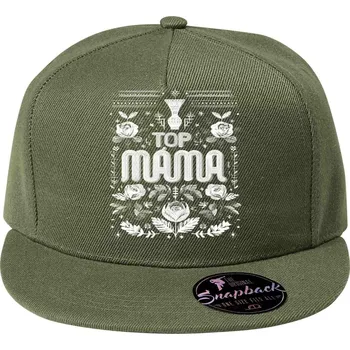 Dámské tričko Top máma, květiny, bílý potisk - Kšiltovka, čepice 5P RAP - nastavitelná