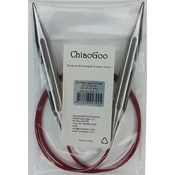 Nástroj na niť a příze ChiaoGoo Kruhové Fixní Jehlice 100Cm 15mm (ChiaoGoo RED Lace™ SS Circulars 40" 100Cm 15mm)