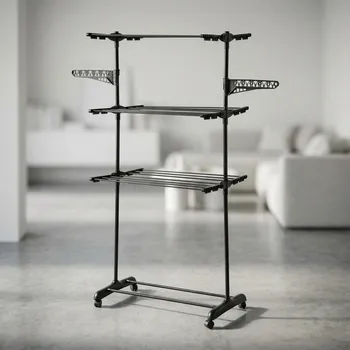 Sušák na prádlo Skládací sušák na prádlo Konighoffer 76 × 55 × 155 cm černý