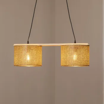 MODELSA Závěsné světlo Zigana, hnědé vzorované, 2 žárovky, látka, dřevo hnědý vzor, světle hnědý, černý 2 x 20 W - Doprava zdarma