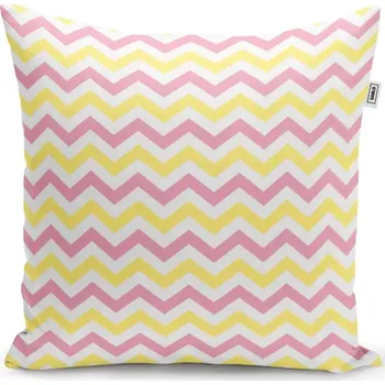 Polštář Sablio Polštář Růžové a žluté klikyháky - 40x40 cm