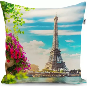 Polštář Sablio Polštář Paříž Eifellova věž Mraky - 40x40 cm