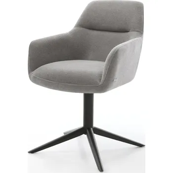 Jídelní židle DELIFE Jídelní židle Pejo-Flex strukturovaná látka Měkký šedá křížová podnož černá 360° otočný houpací funkce taštičkové pružiny