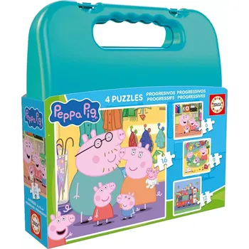 Puzzle Puzzle v kufříku PRASÁTKO PEPPA 4v1 (6–16 dílků)