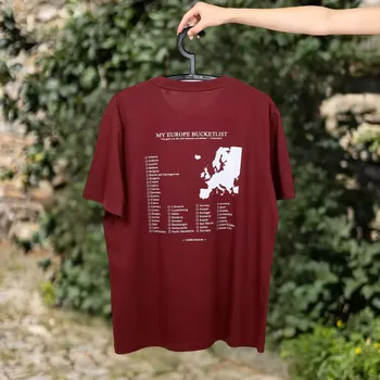 Pánské tričko Europe - cestovatelské tričko odškrtávací - Vínová , S