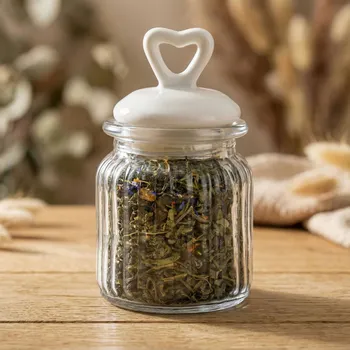 Dekorativní skleněná nádoba s víčkem LOVELY 0,3 l