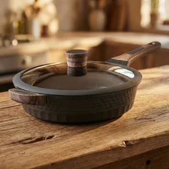 Pánev Granitová nepřilnavá pánev s poklicí STARKE PRO EMBOSSED 28 cm