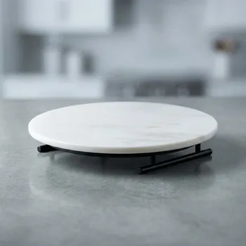 Kuchyňské prkénko Servírovací deska na občerstvení mramorová s úchyty Starke Pro 30 cm bílá