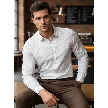 Pánská košile Pánská bílá vzorovaná košile DX2437 Velikost: XL