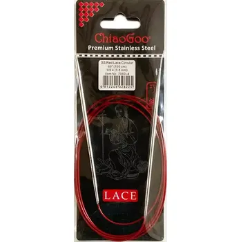 Jehlice ChiaoGoo Kruhové Fixní Jehlice 150Cm 3,5mm (ChiaoGoo RED Lace™ SS Circulars 60" 150Cm 3,5mm)