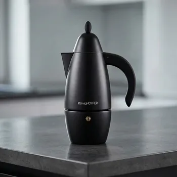 Moka konvice Hliníkový tlakový kávovar KONIGHOFFER PRESTIGIO BLACK na 6 šálků espressa (6 tz)