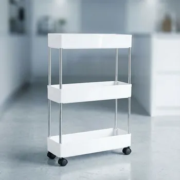 regál Univerzální regál na kolečkách 3 úrovně Tadar 41 x 14 x 64 cm bílý