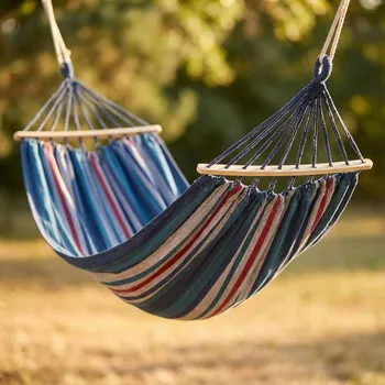 Zahradní lehátko Zahradní houpací síť se 2 lany a taškou Tadar Paski Blue 200 x 150 cm modrá