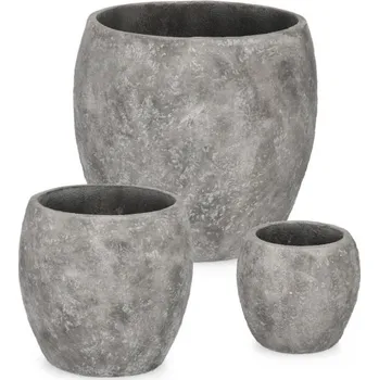 Květináč BIZZOTTO Set 3 kulatých květináčů MEILI šedá 0790766