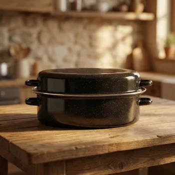 Pekáč z uhlíkové oceli s pokličkou PAULA tmavě hnědý 10,5 + 5 l