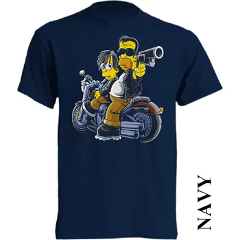 Pánské tričko levne-bavlnene-tricko-potisk-simpson-terminator Barva: Navy - tmavě modrá, velikost: 4XL