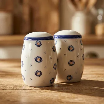 Kořenka Keramické slánka a pepřenka FOLKLOR KOLEČKA KRÉMOVÉ