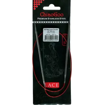 Jehlice ChiaoGoo Kruhové Fixní Jehlice 60Cm 4mm (ChiaoGoo RED Lace™ SS Circulars 24" 60Cm 4mm)