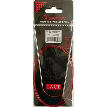 Jehlice ChiaoGoo Kruhové Fixní Jehlice 120Cm 2,5mm (ChiaoGoo RED Lace™ SS Circulars 47" 120Cm 2,5mm)