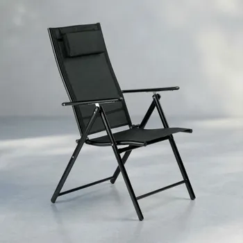 Zahradní lehátko Zahradní židle ocelová s nastavitelným opěradlem Tadar černá