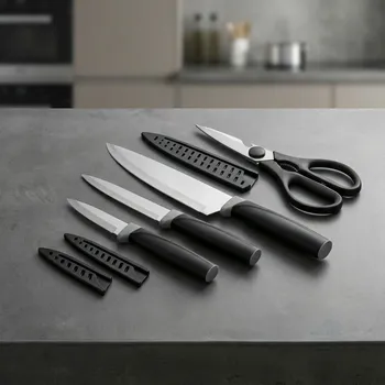 Kuchyňský nůž Kuchyňské nože z nerezové oceli s pouzdry a nůžkami TADAR 7 el.