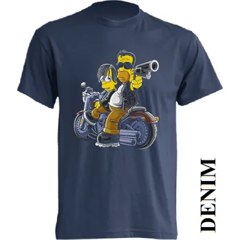 Pánské tričko levne-bavlnene-tricko-potisk-simpson-terminator Barva: Denim - riflovina, velikost: L