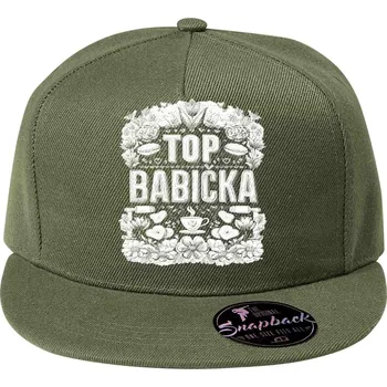 Dámské tričko Top babička, věnec, bílý potisk - Kšiltovka, čepice 5P RAP - nastavitelná