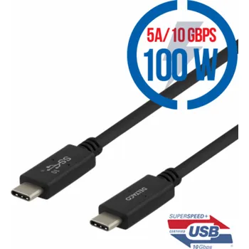 Datový kabel DELTACO USBC-1402M, Kábel USB-C/USB-C, 100W, 1m