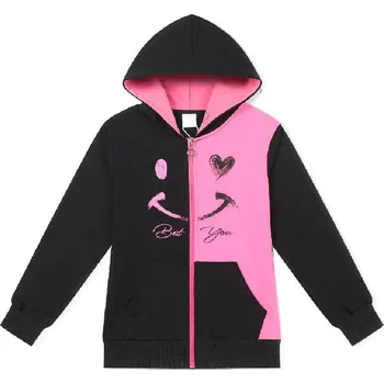 Dívčí mikina DÍVČÍ MIKINA NA ZIP S KAPUCÍ Barva: Tmavě růžová, Velikost: 134