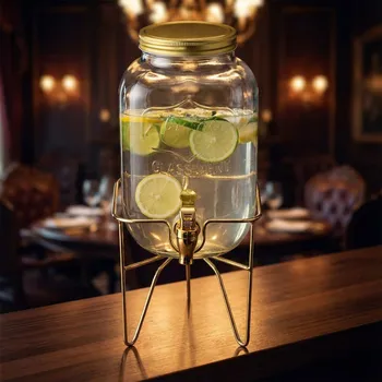 Dávkovač nápoje TADAR DON GRILLO GOLD 4 l skleněná nádoba na nápoje s kohoutkem a stojanem