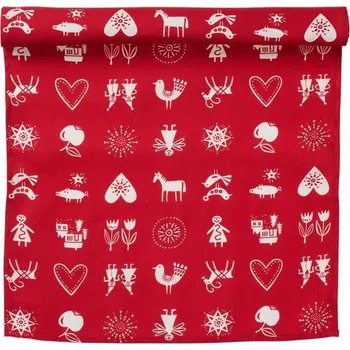 ubrus Běhoun na stůl Lotta´s Christmas red 45x150, Klippan Švédsko