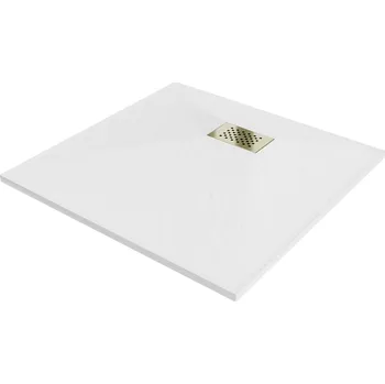 Sprchová vanička MEXEN/S - Hugo sprchová vanička SMC 80 x 80, bílá, krytka zlatá 42108080-G