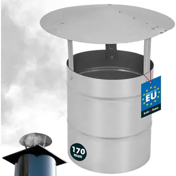 Komín Stříška kouřová na komínové potrubí pozinkovaná stříbrná 170 mm - stříbro \ nerezová ocel \ 26 cm \ ø 17 cm