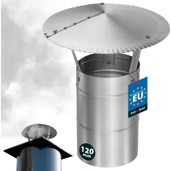 Komín Stříška kouřová na komínové potrubí pozinkovaná stříbrná 120 mm - inox \ nerezová ocel \ 24 cm \ ø12 cm