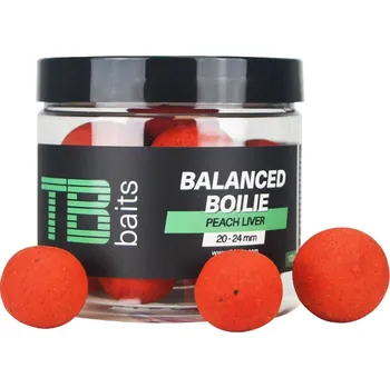 Boilies TB Baits Vyvážené Boilie Balanced + Atraktor Peach Liver 100 g 20-24 mm
