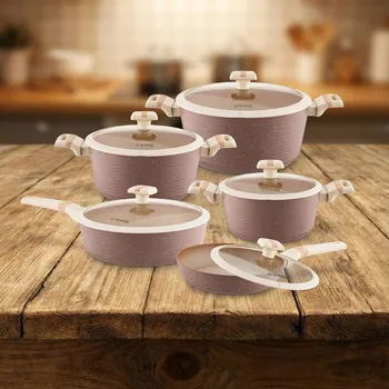 Sada nádobí Sada 3 hliníkových hrnců s poklicemi a 2 pánvemi STARKE PRO CORETTO 10 ks