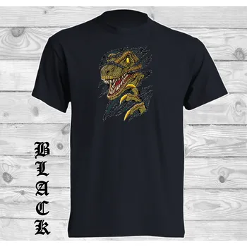 levne-bavlnene-tricko-potisk-dinosaurus-trhajici Barva: Black -černá, velikost: 4XL