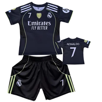 Numberoplus Premium dětský fotbalový dres Komplet Real Madrid FC 2025/2026 black - Cristiano Ronaldo.CR7 Fly Better Velikost: 10-let (vel.134)