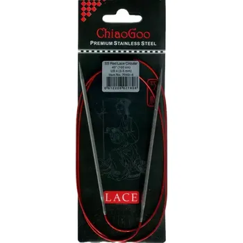 Jehlice ChiaoGoo Kruhové Fixní Jehlice 100Cm 3,5mm (ChiaoGoo RED Lace™ SS Circulars 40" 100Cm 3,5mm)