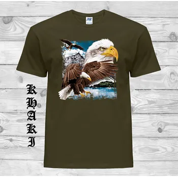 Pánské oblečení levne-bavlnene-tricko-potisk-orli Barva: Khaki, velikost: XL