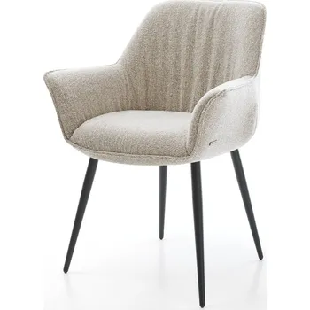 Jídelní židle DELIFE Jídelní židle Keila-Flex s područkami tkanina Měkký béžová 4-nohá zúžená černá
