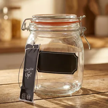 TADAR CHALK 1,5 l Dekorativní skleněná nádoba na týden s víčkem