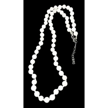 Náhrdelník Jadeit bílý, náhrdelník 6 mm s chir. ocelí