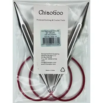 Jehlice ChiaoGoo Kruhové Fixní Jehlice 80Cm 15mm (ChiaoGoo RED Lace™ SS Circulars 32" 80Cm 15mm)