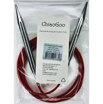 Jehlice ChiaoGoo Kruhové Fixní Jehlice 150Cm 10mm (ChiaoGoo RED Lace™ SS Circulars 60" 150Cm 10mm)