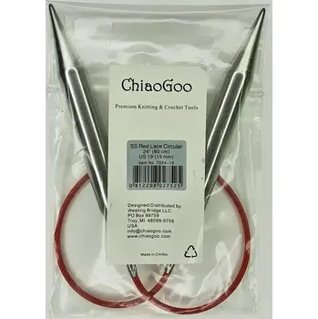 Nástroj na niť a příze ChiaoGoo Kruhové Fixní Jehlice 60Cm 15mm (ChiaoGoo RED Lace™ SS Circulars 24" 60Cm 15mm)