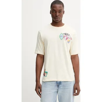 Bavlněné tričko Desigual BCN 25WMTK11 béžová 08X, vel. L