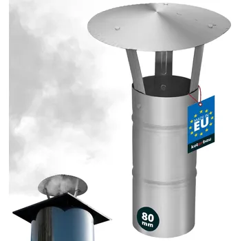 Komín Stříška kouřová na komínové potrubí pozinkovaná stříbrná 180 mm - inox \ nerezová ocel \ 19 cm \ ø 8 cm