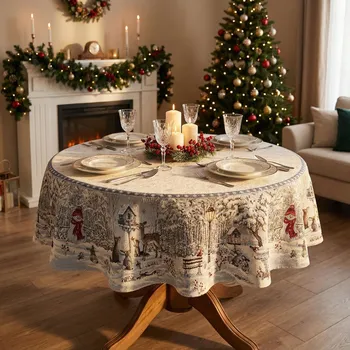 ubrus Vánoční ubrus kulatý prům. 140 cm zimní vzor