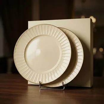 Stolování Porcelánové dezertní talíře DUO ECRU NINA 21 cm 2 ks